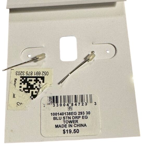 Style & Co Elegant Silver and Blue Green Drop Earrings - Picture 3 of 5